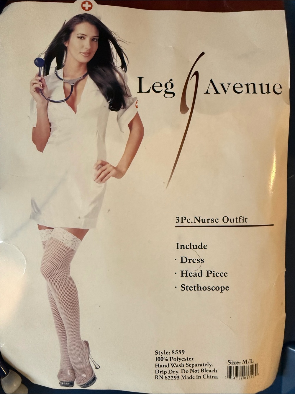 Leg Avenue White Nurse Costume Dress with Stethoscope M/L